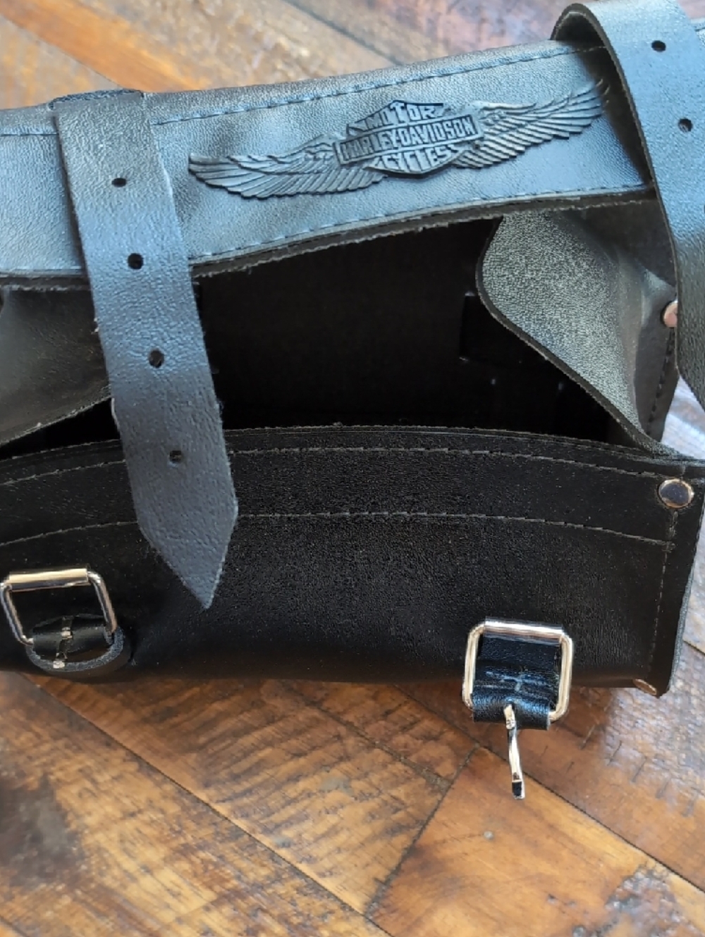 Harley-Davidson Black Motorcycle Handlebar Fork Bag with Buckle Straps - Picture 11 of 16